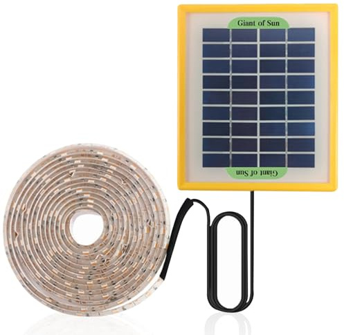 Solar Powered Grow Lights 16.4ft Solar Heater for Greenhouse Plants Light Strip with Panel Full Spectrum Fast Heat Dissipation Heat Lamp