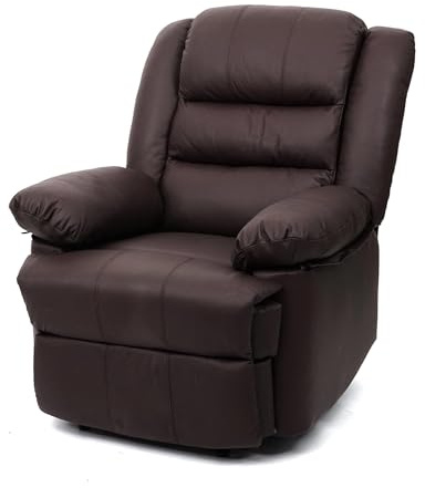 Mendler Fernsehsessel HWC-G15AM Leder + Kunstleder 101x87x100cm - braun | Relaxsessel, Liege, Sessel