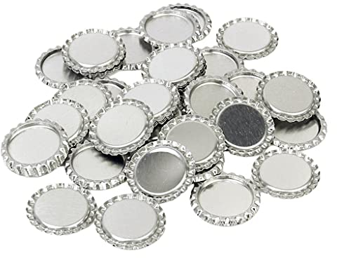 Generic Lot de 100pcs Capsules de Bouteilles Aplati Plat sans Doublure pour Artisanat DIY - Argenté