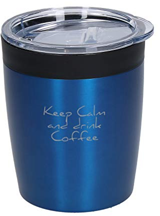 Uakeii doppelwandiger Edelstahl Thermobecher personalisiert – 100% auslaufsicherer & thermoisolierter Kaffeebecher – kleiner 280 ml Coffee to go Isolierbecher (Blau)