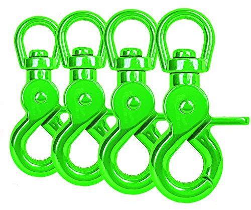 Ganzoo Scherenkarabiner-Haken mit Drehgelenk L: 60 mm, Schnappkarabiner für Hunde-Leine, 4 Stück, Wirbelkarabiner, Triggerhead für Paracord 550 Hundehalsband, legierter Stahl, Drehkopf, Farbe: Grün