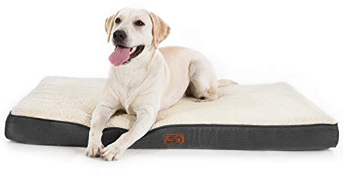 BEDSURE orthopädisches Hundebett mittelgroße Hunde - 91x69x7.6cm Hundekissen flauschig Hundematte waschbar Hundematratze in grau für mittelgroße Hunde