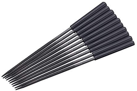 Utoolmart Lima ad ago tonda in acciaio da 10 pezzi secondo taglio con manico in plastica, 3 mm x 140 mm