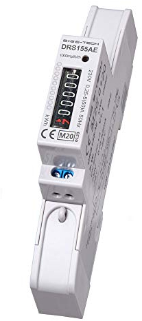 1-Phasen Wechselstromzähler [DRS155AE - MID 24] - LCD Digitaler Wechselstromzähler für Hutschiene, 1-Phasen Stromzähler Wattmeter mit Leistungsanzeige, S0, 1 TE, 230V 50A
