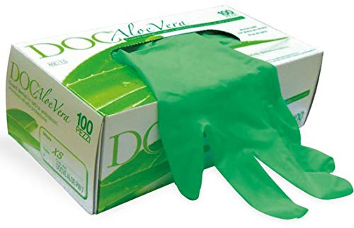 Guanti in Lattice Monouso Doc Aloe Vera Senza Talco Medicali Box da 100 Pz Taglia Extra Small