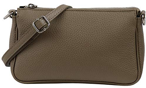 SH Leder Echtleder Schultertasche Umhängetasche Handtaschen Clutch kleine Tasche Abendtasche 23x13cm Jennie G323 (Dunkeltaupe)