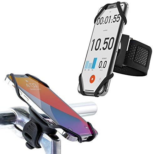 Bone Run + Bike Tie Connect Kit, 360° Rotation Universal Bike Phone Mount + Running Armband, Fits 4.7-7.2 Phones, for iPhone 14 13 12 11 Pro Max Mini Samsung Galaxy S23 Note 20 and More