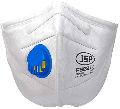 JSP - JSP Safety Disposable Vertical Fold Flat Mask FFP2V (F622) Pack of 2 - Retail Ready