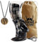 Viking Culture 400 ml. Viking Drinking Horn with Beer Opener, Stand, Viking Pendant and Vintage Burlap Bag, Polished Finished with Authentic Medieval Norse Style