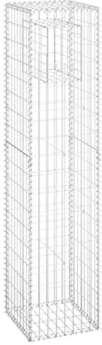 Gecheer Gabionensäule Dekorative Zäune Gabionen-Steinsäule Dekorative Gabionensäule Steinkorb Drahtkorb Mauer Wand für den Garten oder die Terrasse zu dekorieren 40x40x180 cm Eisen