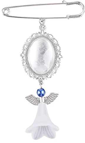 Hochzeitsstrauß Foto Charm DIY Pin Brosche Making Kit Memorial Fotorahmen Sicherheitsnadel Brosche Lacy Rahmen Hochzeit Charm Oval Glas Cabochons Bilderrahmen Pin, 2.5cmx1.8cm, Metall, Kein Edelstein