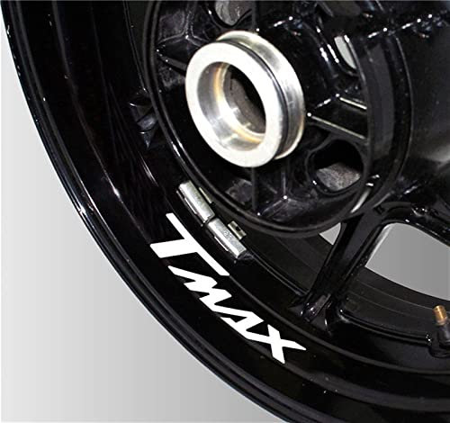 AXWT Decalcomania Moto Anteriore E Posteriore Cerchio Pneumatico Decalcomanie Riflettenti Adesivi Impermeabili Accessori Logo per Yamaha TMAX T Max Logo (Color : B)