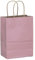 qiqee Confezione da 100 sacchetti regalo di carta rosa con manici, 21,8 x 15,2 x 8,1 cm, sacchetti regalo di piccole dimensioni, molteplici usi