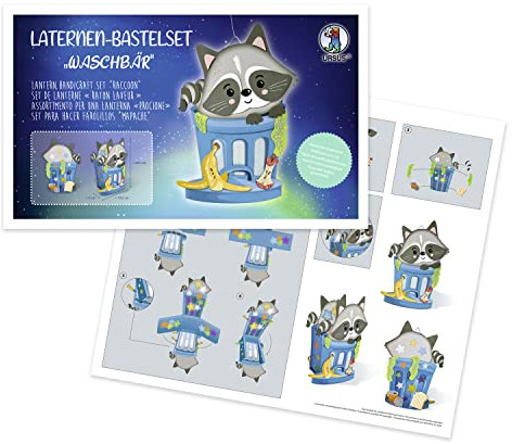 Ursus 18740002F - Laternen-Bastelset Waschbär, Komplett-Set zum Selber-Basteln einer Laterne, inkl. Anleitung, ideal für Festumzüge oder als herbstliche Dekoration, Mittel