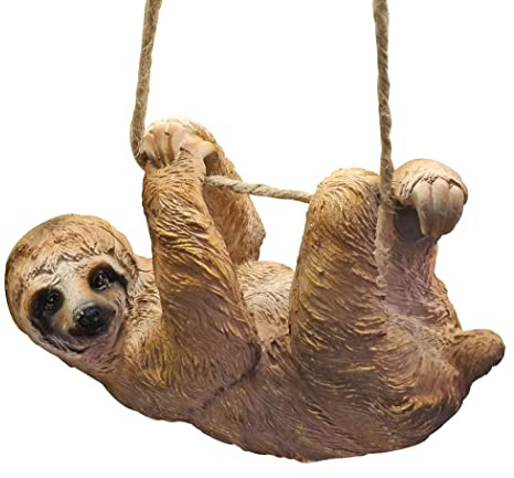 Fachhandel Plus – Dekofigur Faultier aus Polyresin, wetterfest für Garten & Wohnbereich - Realistische Gartendeko & Tierfigur zum Hängen, Sitzen oder Stellen (Ludwig)