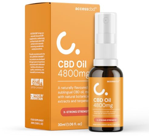ACCESS CBD Oil 4800mg (30ml) Extra Strong Strength, Sleep Management, THC Free, MCT Coconut Oil, Vegan, Made in the UK