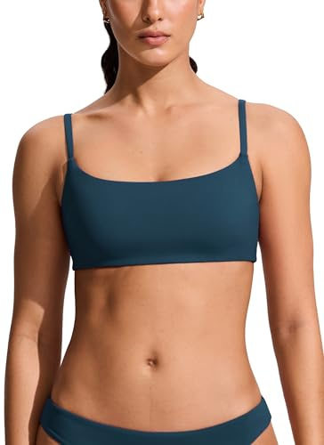 CRZ YOGA-C Scollo Rotondo Top Bikini | Imbottitura Rimovibile, Spalline Regolabili Sottili, Nuoto, Reggiseno da Bagno per Donna
