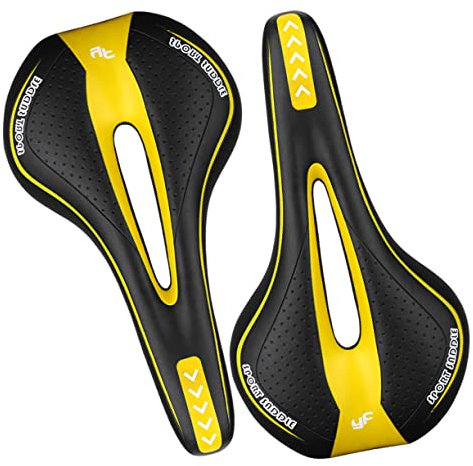 Toddmomy Fahrradsitz Atmungsaktiv Gepolsterter Sattel für Rennrad Bequem und Schwarz/gelb Einfache Installation