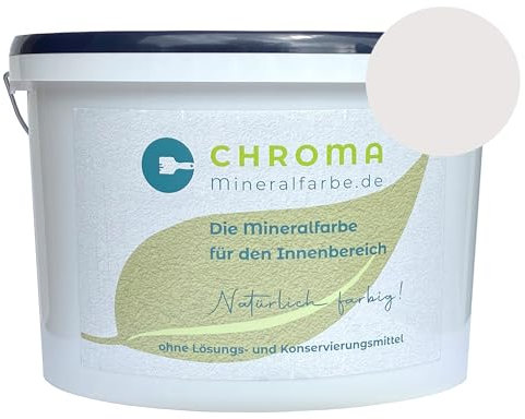 CHROMA Mineralfarbe für den Innenbereich | Langlebige Silikatfarbe | Scheuerbeständig und allergikergeeignet | Wandfarbe gegen Schimmel | Hochdeckend und ergiebig