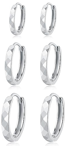 Loutade 925 Sterling Silber Creolen Set - 3 Paare Hypoallergen Ohrringe für Damen und Herren - 9/11/13mm Unisex Schlafen Kreolen für Mehrere Ohrlöcher