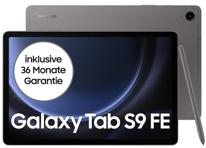Samsung Galaxy Tab S9 FE Android-Tablet, 27,7 cm / 10,9 Zoll Display, 256 GB Speicher, Mit Stift (S Pen), Lange Akkulaufzeit, 5G, Grau, Inkl. 36 Monate Herstellergarantie [Exklusiv bei Amazon]
