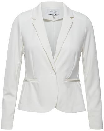 b.young BYRizetta Damen Blazer Jackenblazer Anzugsblazer mit Stretch Reverskragen 1-Knopf-Form Paspeltaschen Slim fit, Größe:40, Farbe:Cloud Dancer (114201)