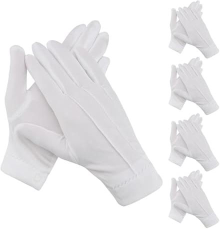 SRJQXH 5 Paar Weiße Handschuhe – 23cm Elegante Damen und Herren Handschuhe für Hochzeiten, Partys, Bankette und Karneval – Universal S Größe, Atmungsaktiv, Sauber Genäht, Mit Druckknöpfen