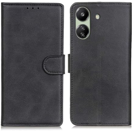 GOKEN Cover per Xiaomi Redmi 13C / Poco C65, Custodia Folio in Pelle Flip Wallet Libro Case con Portafoglio, Premium PU/TPU Magnetica Cover con Supporto di Stand/Carte Slot -Nero