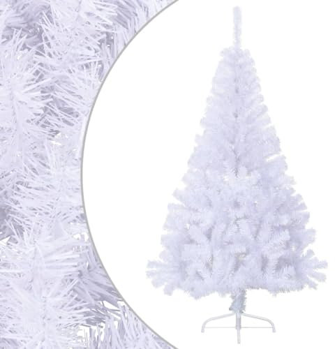 Albero Natale a Metà con Luci e Supporto Bianco 150 cm PVCAlbero natale con luci incorporate Albero di natale moderno Albero di natale innevato Adatto per Natale, Capodanno, feste