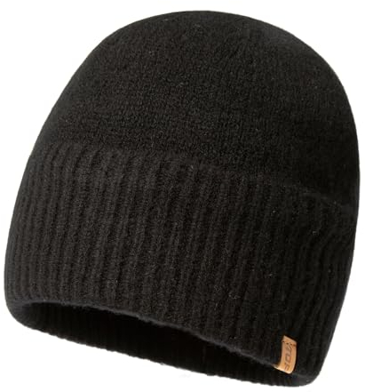 TOP-EX XL/XXL 100% Merino Mütze Herren Beanie Wintermuetze Wollmütze Strickmuetze Fisherman Beanie Trawler Mütze Warme Fleece Futter Schwarz X-Large