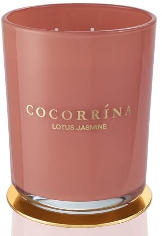 Cocorrína Candle Duftkerze im Glas - Lotus Jasmin, Brenndauer bis zu 46 Stunden mit 2 Dochten, Natürliche Soja-Kerze, Weihnachten Geschenk Kerze, 420g