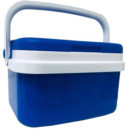 KROWN - Nevera Portátil Térmica, Azul y Blanco, Polipropileno, Ideal para Actividades al Aire Libre en el Jardín, Camping, Barbacoas, Picnic, Playa, Capacidad 10 L.