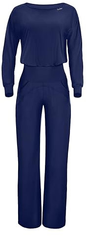 Winshape Damen Functional Comfort Jumpsuit JS101LSC, Comfort Style, Fitness Freizeit Yoga Pilates, Dark-Blue