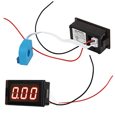 Mini Digital Current Voltage Amp Meter, 50A DC Ammeter Gauge with Hall Effect Sensor Transformer, Connect Wires, Mini Ammeter for Automotive Motor Battery