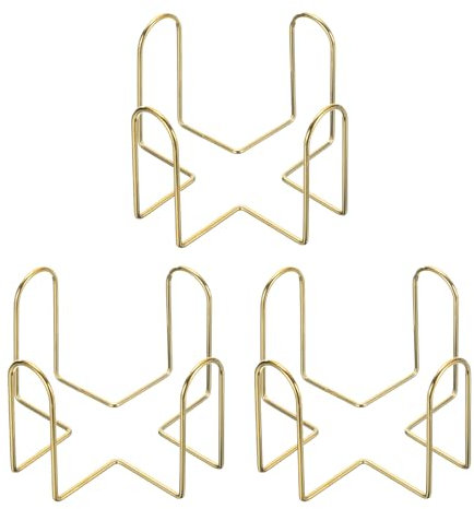 QUARKZMAN 3pcs Alcooltage Coaster Support Or Métal Coaster Supports pour 4,3 Pouce Rond et Carré sous-Verres, Maintien 8 Dessous Verre, Quatre Post Forgé Fer Style,