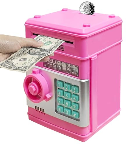 HUSAN Elektronische Spardose für Kinder, Spardose Passwort Sparschwein Spielzeug Festival Geburtstag Geschenke für Kinder (Tiefes Rosa)