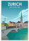 Jdheeh Vintage-Poster auf Leinwand, Motiv: Zürich Schweiz, Wanddekoration, Poster, 20 x 30 cm