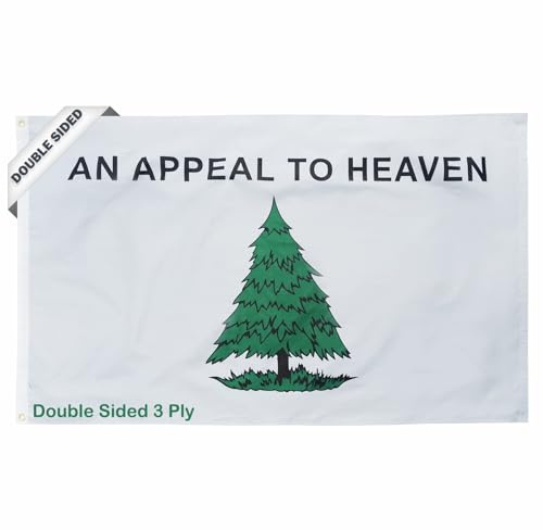 SYII An Appeal to Heaven Flagge, 1,2 x 1,8 m, für den Außenbereich, doppelseitig, 3-lagig, mit 2 Messingösen, strapazierfähiges Polyester, lebendiger Druck, Indoor-Banner