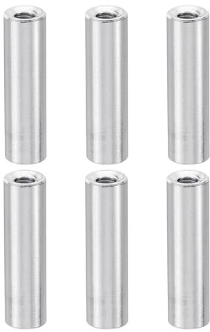 PATIKIL 6 Stück M3 Abstandshalter Aluminium Gewinde Distanzhülsen 3mm ID x 5mm OD x 15mm L Metall Abstandshülsen Schraubenständer Säule Bolzen weiblich Rund, Silber