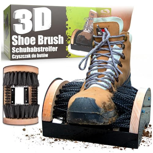 SULPO Schuhabstreifer aussen mit Holzchrauben - Fußabstreifer Außenbereich - Wetterfest Schuhbürste ideal für Garten, Werkstatt oder Baustelle - Robuste Schuhputzbürste für aussen & innen