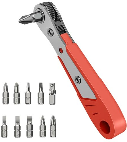 ZUOQIANG Mini Ratchet Wrench, Micro Ratchet Wrench Screwdriver Bit Set with 10 Bit Heads,with Phillips,Slotted,Hexagon and Torx 1/4 Drive Size,Reversible Ratchet Screwdriver Set