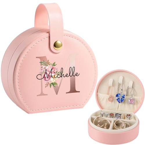 WACAR Schmuckkästchen Personalisiert, Schmuckkästchen Reise für Damen Mädchen, Schmuckaufbewahrung Klein für Hochzeit Weihnachten für Brautjungfer