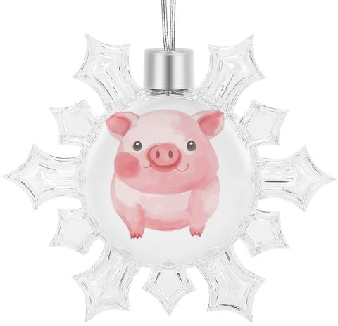 Weihnachts-Hängeornament, schöner Schweine-Druck, Weihnachtsbaumschmuck, Kunststoff und Aluminium, hängende Dekorationen für Winterdekoration