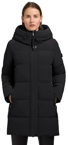 khujo Damen langer Wintermantel warmer Steppmantel mit Kapuze und hohem Kragen Lola-YM XS-XXL