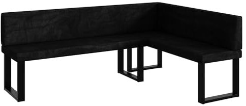 MEBLINI Eckbank für Esszimmer - Küchenbank - Essecke - Sitzecke Küche - Toni - U-Beine 142x196x87cm Rechts - Graphit Samt