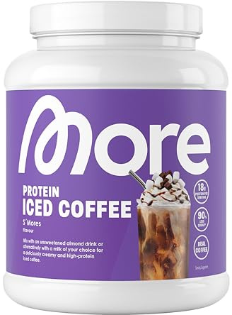 More Protein Iced Coffee, S'Mores, 500 g, 1.1 lbs, 20 Servings | Protein Powder with Instant Coffee, Low in Sugar and Fat – Made in Germany