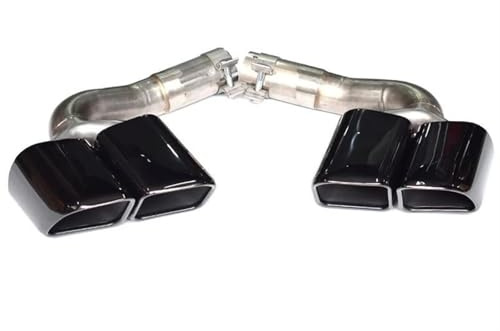 FUNFOB Auspuffblenden Für VW Für Touareg 2.0/3.0 2018–2024, Rechteckiges Upgrade, Dreischichtige, Schwarz Beschichtete Sportauspuffspitze Mit Vier Auslässen Auspuffblende(Black 6 2.0T)