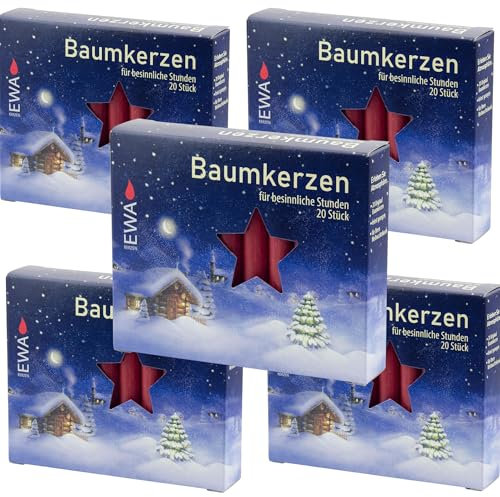 apog-Versand® Sparpack Baumkerzen 5x20 Kerzen dunkelrot Größe 3x105 mm - MEGAPACK Christbaumkerzen Weihnachtsbaumkerzen Adventskerzen Pyramidenkerzen
