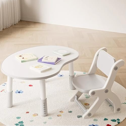 Kindertisch- und Stuhlset, Höhenverstellbarer Kleiner Schreibtisch für Das Schlafzimmer, Graffiti-Schreibtisch für Kinder mit Rutschfesten Fußbezügen, Kinderaktivitätstisch für 2–10 Jahre(Gray)