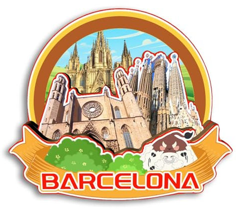 Quwsne Imán para nevera Barcelona, España, imán para nevera, recuerdos de viaje de ciudad, regalos turísticos, monumentos clásicos 3D, hechos a mano, decoración del hogar -3523